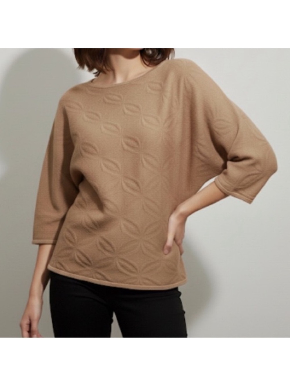 Adrienne Vittadini Knit Loose Sweater Size XL Tan New